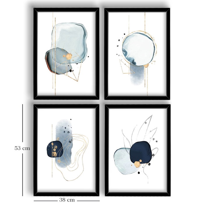 Wallity Conjunto de 4 Pinturas Decorativas Enmarcadas en MDF (38 x 53 cm)
